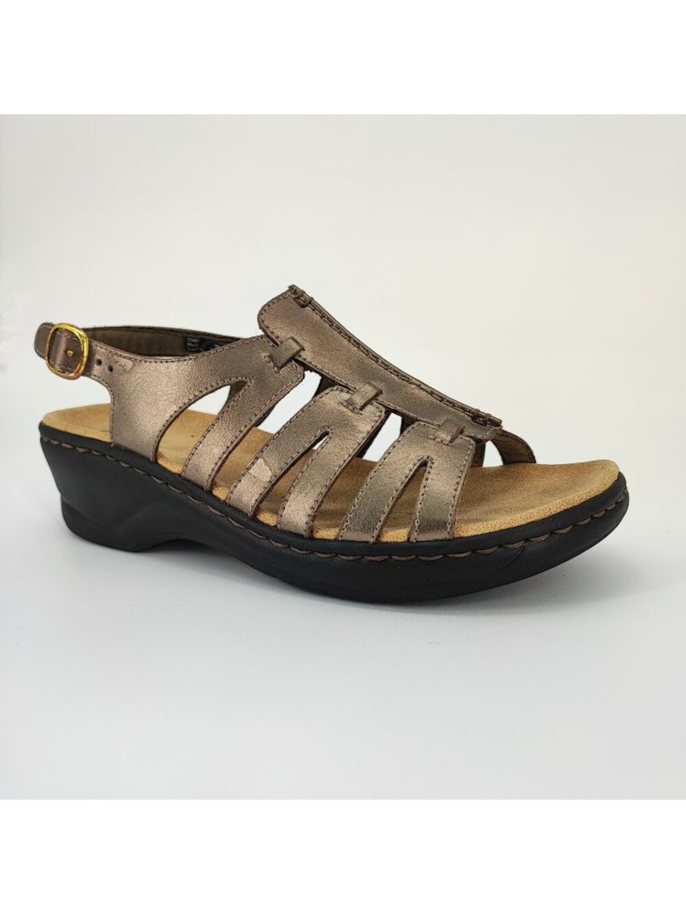 Clarks Collection Lexi Women's Size 10 Sandals Leather Bronze Cushion Soft 37487